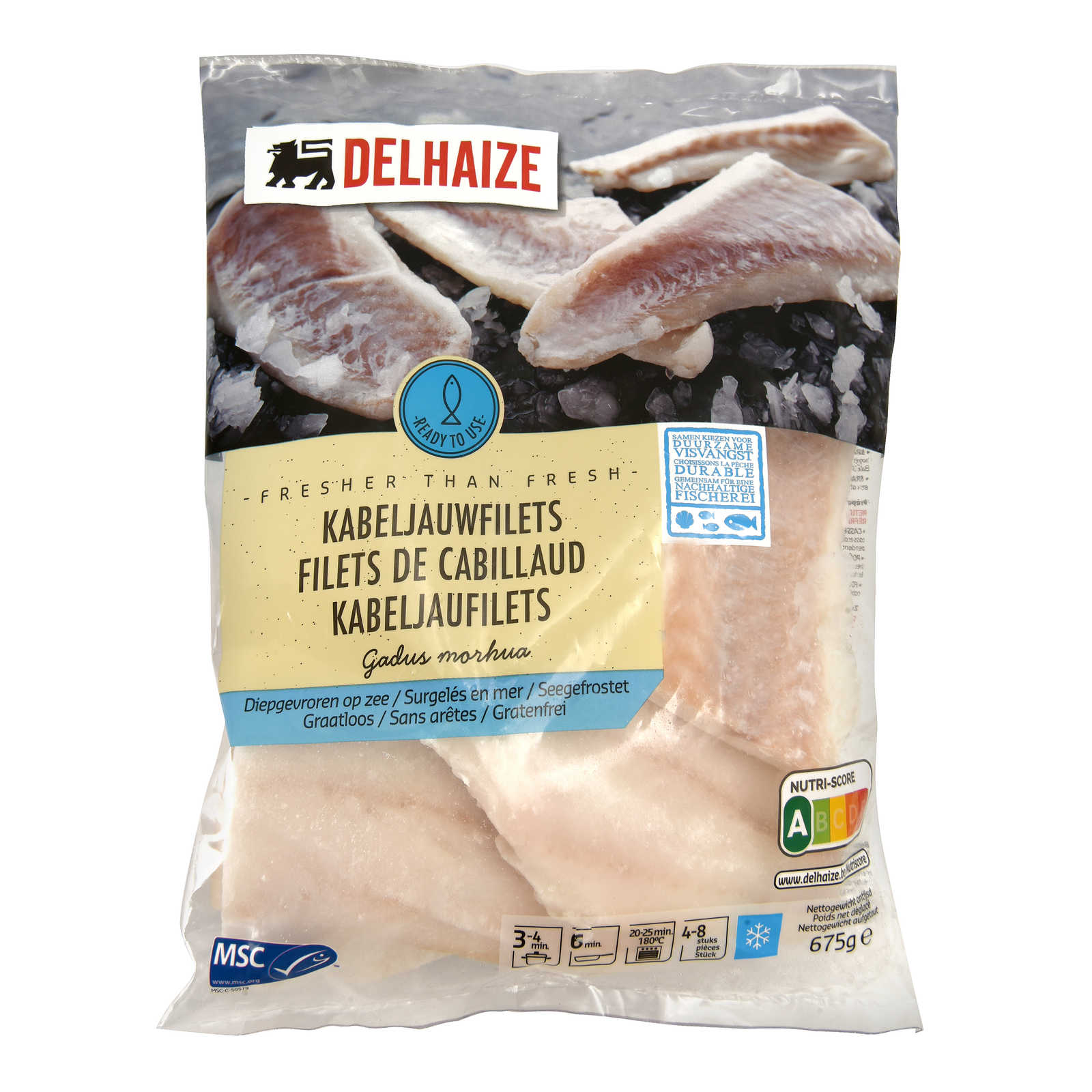 Delhaize Kabeljauwfilet Msc Ingevroren Op Zee Gr Delhaize