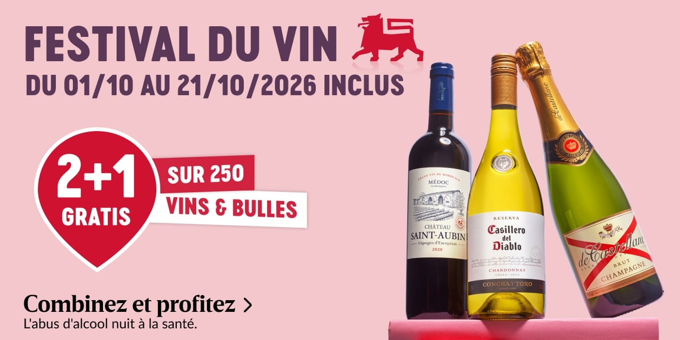 Promotions vins et bulles Delhaize en Belgique avec offre 2+1 gratuit