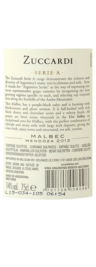 ARGENTINA - MENDOZA | Mendoza | Zuccardi Serie A Malbec 2013 Rouge 