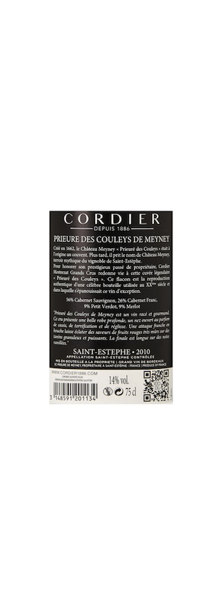 France - Frankrijk | Bordeaux - Saint-Estèphe | Prieuré Couleys de Meyney 2010 