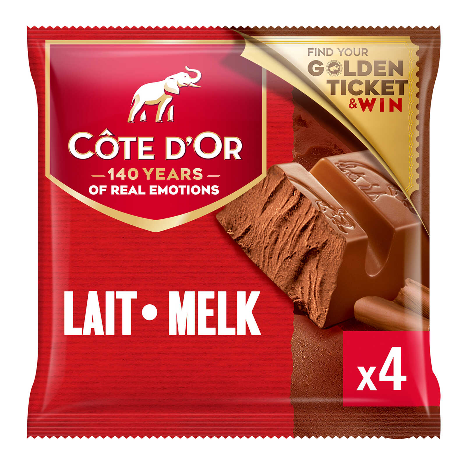 Côte d'Or, Chocolat, Chocolat Au Lait, 4 Barres, 4 x 47 gr