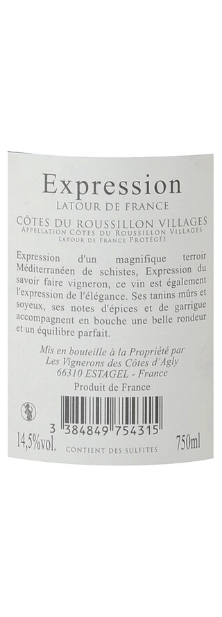 France - Frankrijk | Côtes du Roussillon Villages | Expression Latour de France Rood 