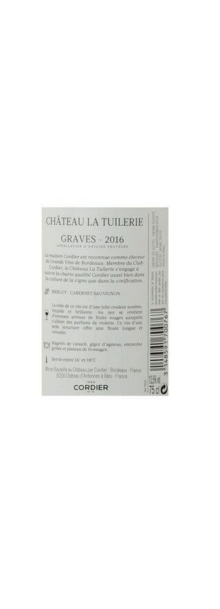 France - Frankrijk | Bordeaux - Graves | Château La Tuilerie 2016 