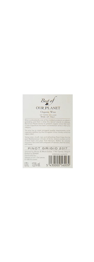 Italie - Italië | Sicilia - Terra Siciliane | Best Of Our Planet Pinot Grigio Wit | Bio 