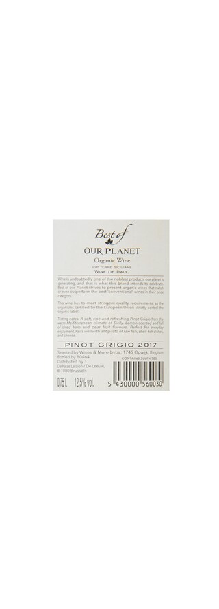 Italie - Italië | Sicilia - Terra Siciliane | Best Of Our Planet Pinot Grigio Blanc | Bio 