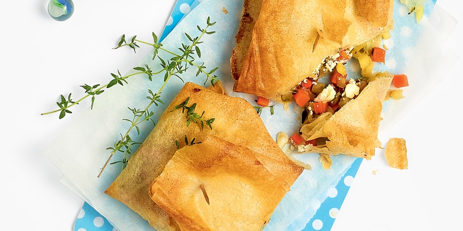 Croustillants aux petits légumes, chèvre et miel