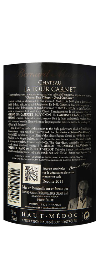 FR BORDEAUX HAUT-MEDOC | Château La Tour Carnet 2011 | Rouge 