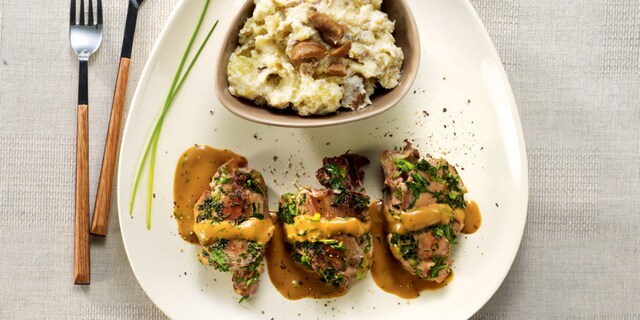 Côtelettes de faisan aux herbes et stoemp aux marrons