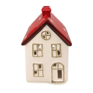 Delhaize | Hoog porseleinen huis | wit/rood 
