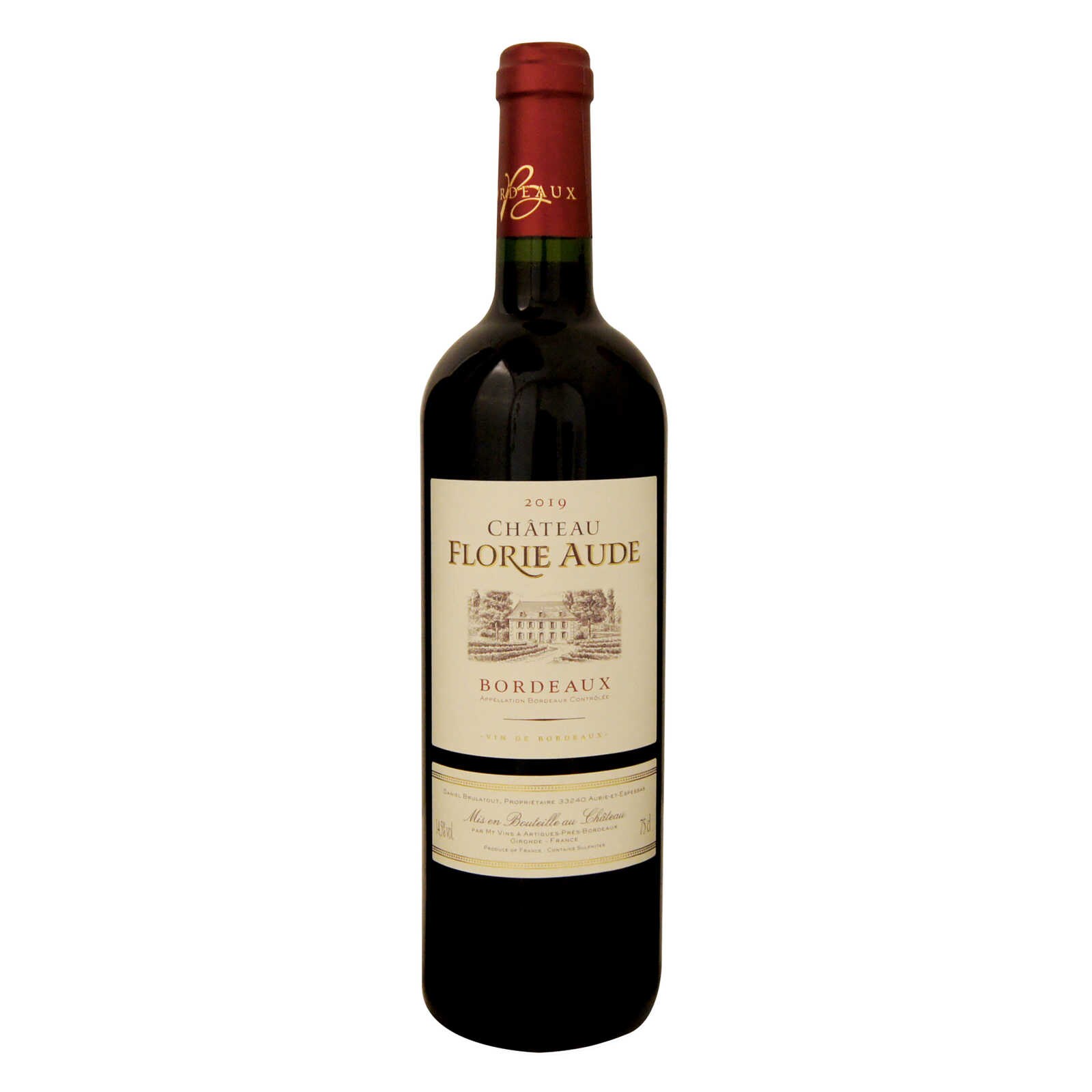 France Frankrijk Bordeaux Bordeaux AC Château Florie Aude Cuvée Lucière 2019 Rouge 75