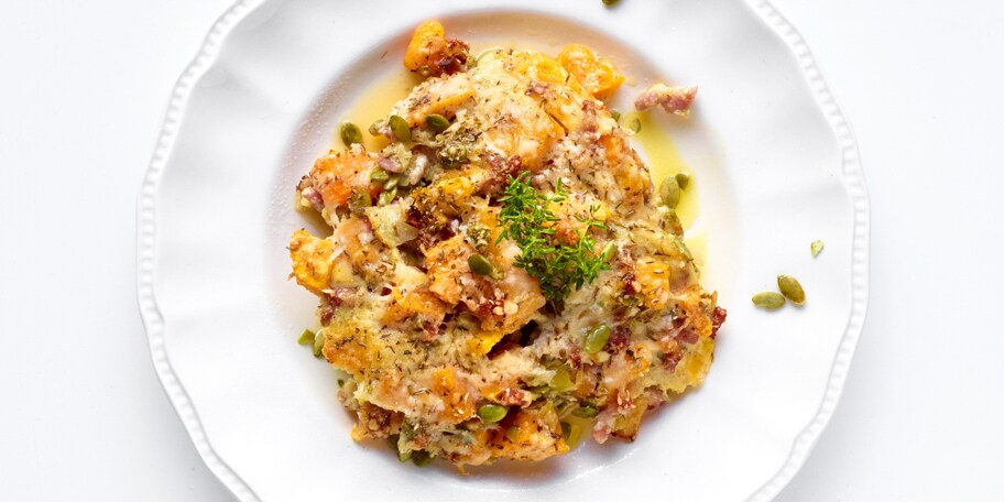Gratin de butternut façon carbonara