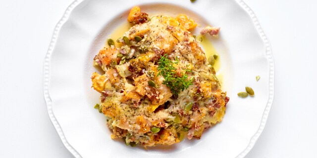 Gratin de butternut façon carbonara