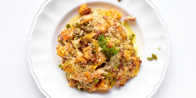 Gratin de butternut façon carbonara