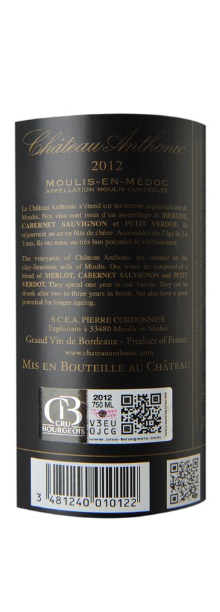FR BORDEAUX MOULIS-EN-MEDOC | Château Anthonic 2012 