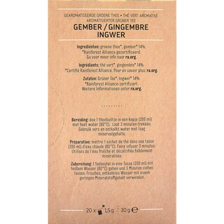 Delhaize | Thé | Vert | Gingembre | Sachets 30 gr