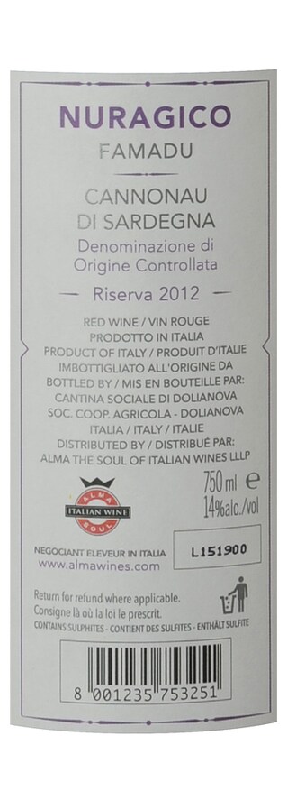 Italie - Italië | Sardegna | Nuragico Famadu Riserva Cannonau 12 Rouge 