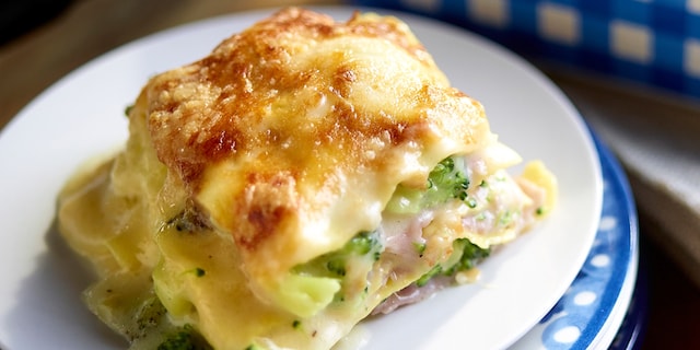 Lasagne met broccoli en ham
