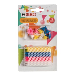 Delhaize | Verjaardagskaarsen | Houders 24 st