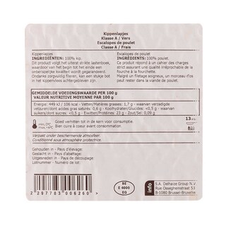 Delhaize | Escalope de poulet | Nature 