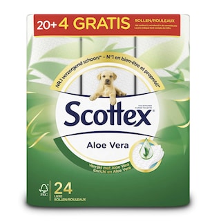 Scottex | Toiletpapier | Zacht | Aloe vera | Eco | 20+4R 