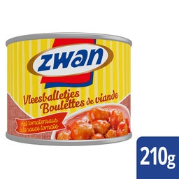 Zwan | Vleesballetjes in tomatensaus | Beleg | Snack | Blik | 210g