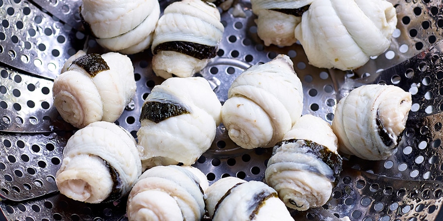 Rolletjes van tongfilets en nori