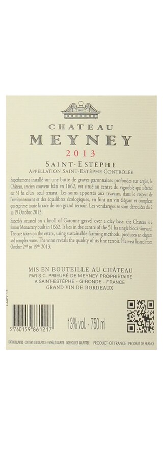FR BORDEAUX ST-ESTEPHE GCC | Château Meyney 2013 | Houten Kist 