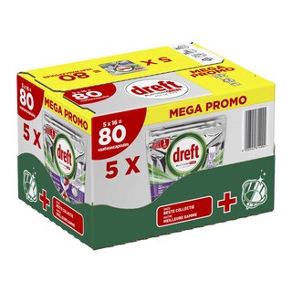 Dreft | Tablettes Lave-Vaisselle+ Nettoyant | Platinum + | 80t | Megapack 
