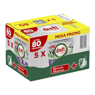 Dreft | Tablettes Lave-Vaisselle+ Nettoyant | Platinum + | 80t | Megapack 
