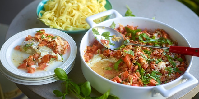 Kabeljauw met tomaten en parmezaan