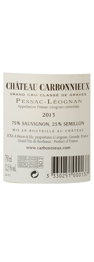 FR BORDEAUX PESSAC LEOGNAN | Château Carbonnieux blanc 2013 