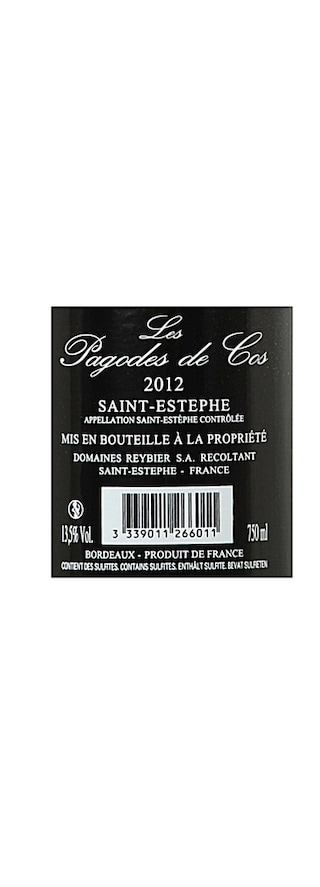 FR BORDEAUX SAINT ESTEPHE | Pagodes de Cos 2012 Rouge 