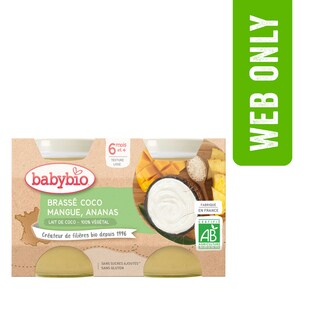 Babybio | Fruit | Brassé Koko Ananas Mango | 6M | Bio 2 x 130 gr