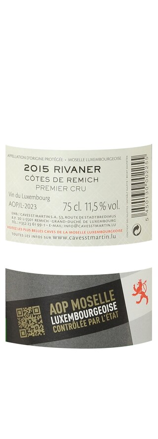 Luxembourg - Luxemburg | Moselle - Moezel | Rivaner 1er Cru Coteaux de Remich St Martin 