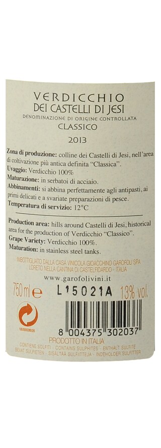 Italie - Italië | Marcha D.O.C. | Anfora Verdicchio Garofoli 