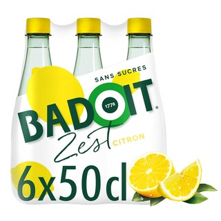 Badoit | Eau minérale | Citron | Zest | Pétillante | PET 6 x 50 cl