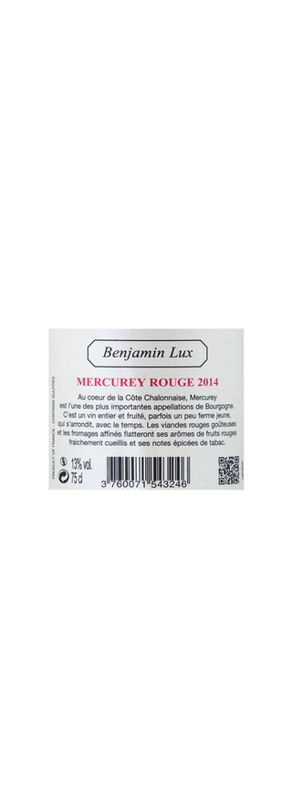 FR BOURGOGNE COTES CHALONNAISE | Bourgogne - Côte Chalonnaise | Mercurey 2014 Rood 