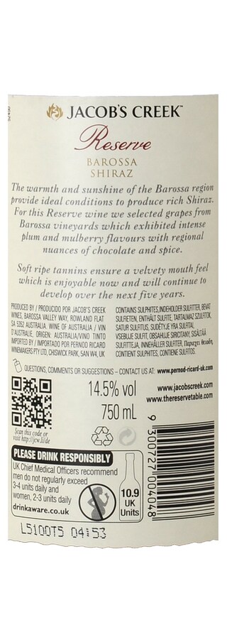AUSTRALIA - BAROSSA | Jacob's Creek Shiraz Reserve 13 Rood 