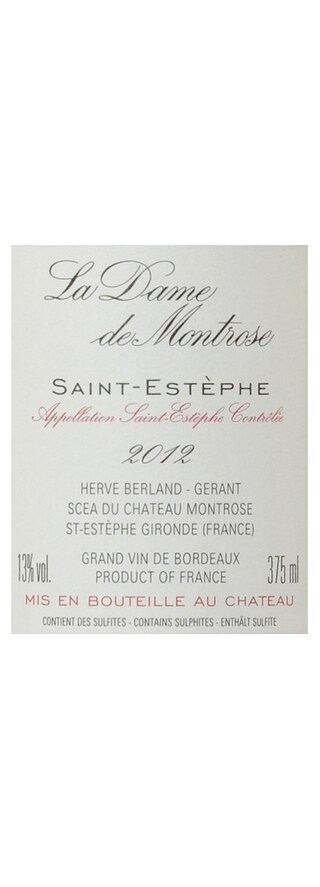 FR BORDEAUX SAINT ESTEPHE | Château Dame de Montrose 2012 