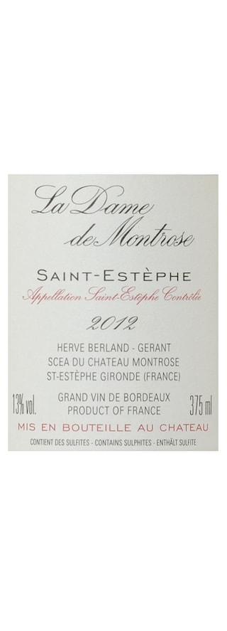 FR BORDEAUX SAINT ESTEPHE | Château Dame de Montrose 2012 