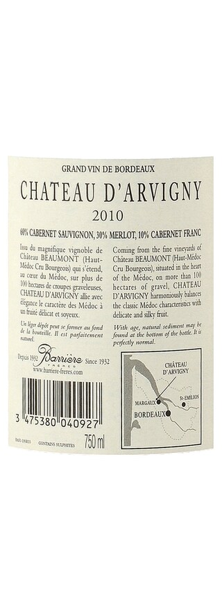 FR BORDEAUX HAUT-MEDOC | Château d'Arvigny 2010 