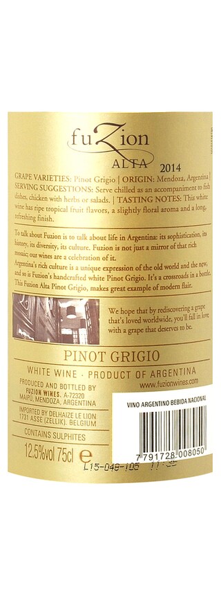 Fuzion | Alta | Pinot Grigio 75 cl