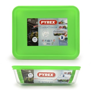 Pyrex | Rechthoekige schaal met deksel | 22x17x6cm 