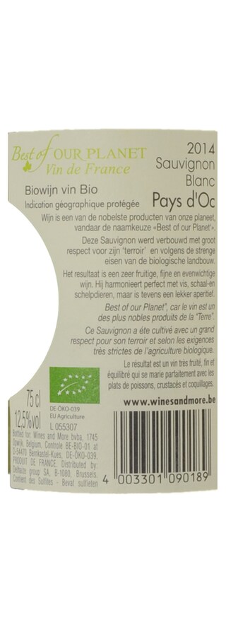 France - Frankrijk | Midi de la France - Oc IGP | Best Of Our Planet Sauvignon Wit | Bio 