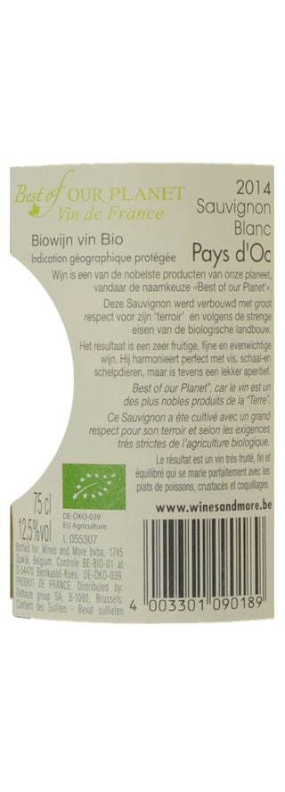 France - Frankrijk | Midi de la France - Oc IGP | Best Of Our Planet Sauvignon Wit | Bio 