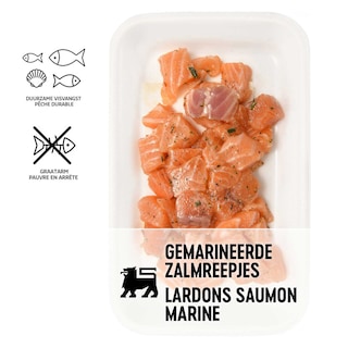 Delhaize | Gemarineerde zalmreepjes 