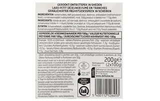 Delhaize | Gerookt ontbijtspek 2x100g 