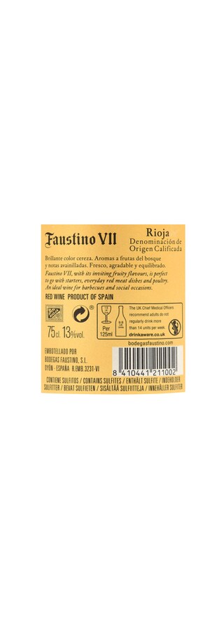 Espagne - Spanje | Rioja D.O.C.G. | Faustino VII Tempranillo | 2019 | Rouge 