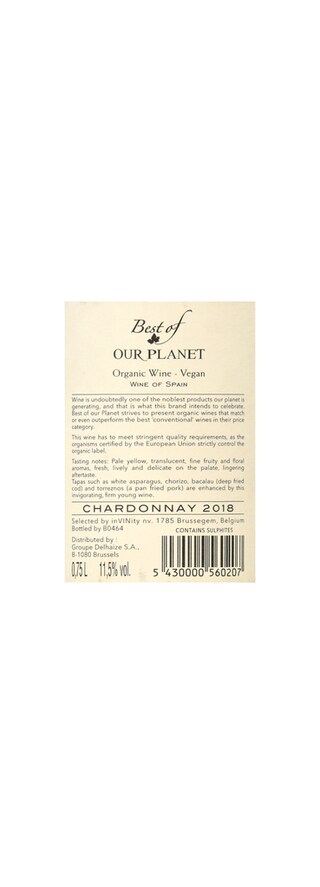 Espagne - Spanje | VALENCIA - CASTILLA LA MANCHA | Best Of Our Planet Chardonnay Spain | BIO 