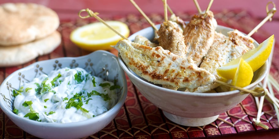 Met citroen gemarineerde kippenspiesjes